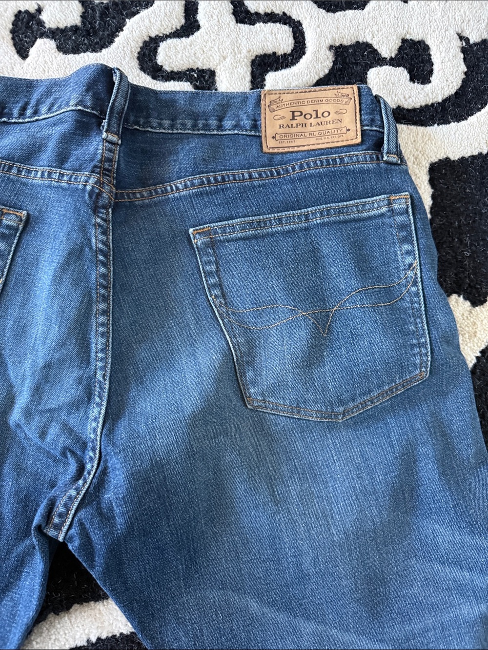 Polo by Ralph Lauren Men’s Slim Straight Jeans - Dark Blue Wash - Picture 9 of 10